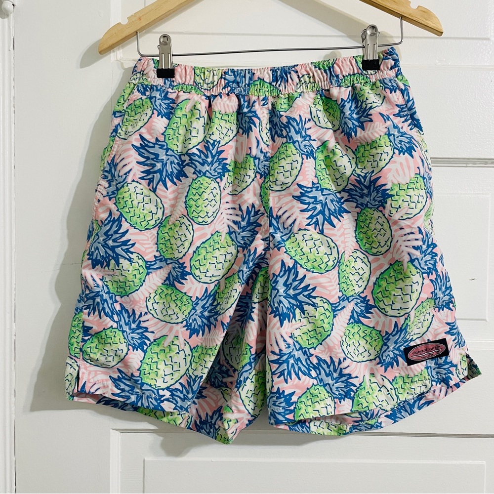 Men’s Vineyard Vines Pineapple Print Pink Blue Green Swim Trunks